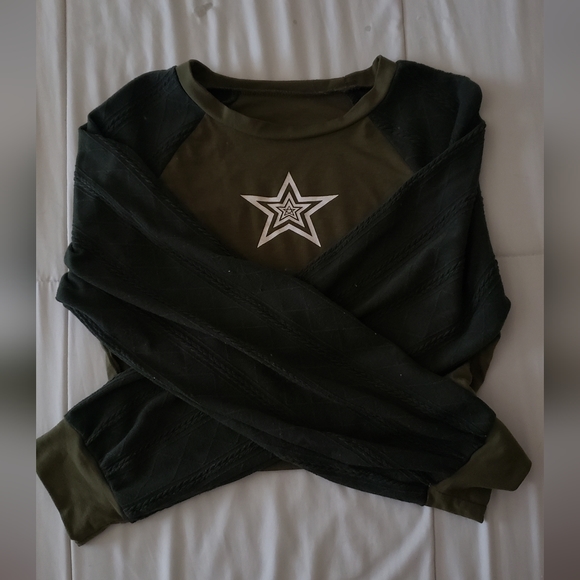 Hollister Tops - Dark and Light Green Star Long Sleeve